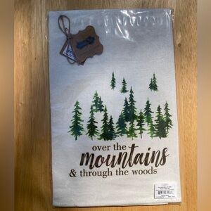 Mudpie Kitchen Towel “Over The Mountains & Through The Woods” Trees‎ Watercolor
